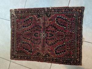 Small Antique Persian Sarouk Hand-Knotted Wool Rug